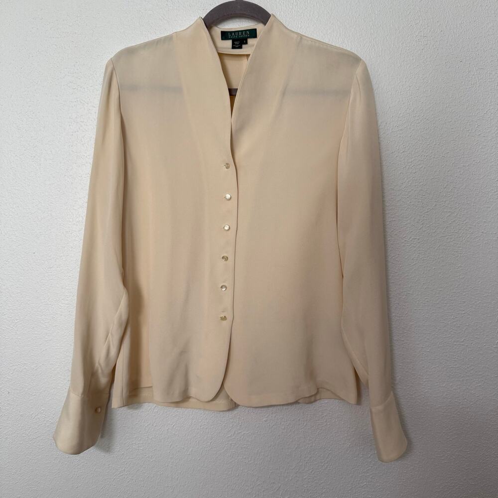 Lauren Ralph Lauren Women's 100%Silk Button Front Career Blouse Size 6